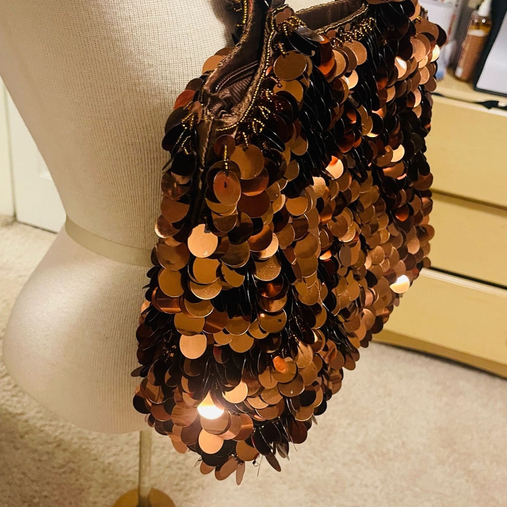 Vintage Y2K Sequin Brown purse - Picture 3 of 7
